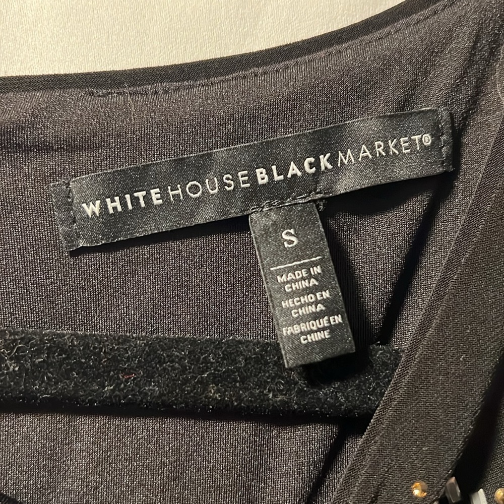 White House Black Market Embellished Black Shift Dress Sequins Sz S EUC Classic - Picture 4 of 9